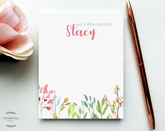 Personalized Notepad with Floral Print | Fun Custom Notepads | Teacher Gift | Bridesmaid Gift | Name Writing Pad | Hostess Thank You Gift