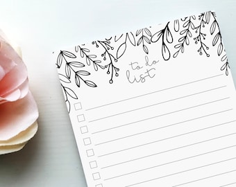 To Do List Notepad | Cute Floral Notepad | Lined To Do List | Doodle Notepad for Coloring | Teacher Bridesmaid Gift | Daily To Do List Pad