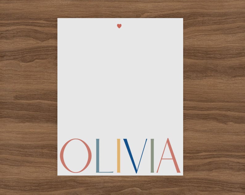 Personalized Notepad, Custom Stationery for Women and Girls, Cute Notepad Teacher Gift, Colorful Lined or Blank Writing Paper Desk Pad image 1