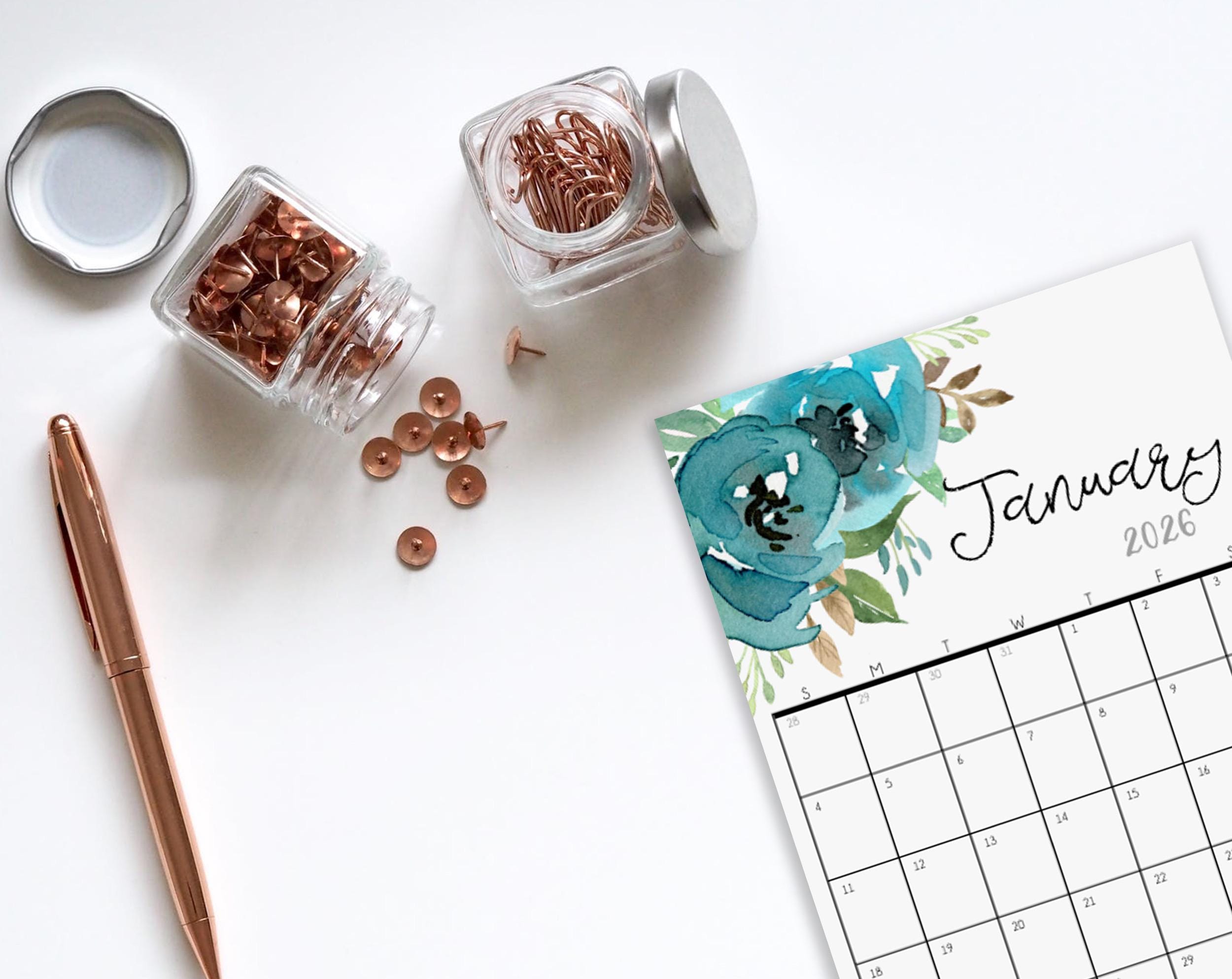 Mini Calendar Notepad, 5X7 Inch Magnetic Calendar for Fridge, Blue Floral  Desk Calendar 2026, Small Desk Watercolor Flower Calendar Planner - Etsy