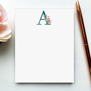 Notatnik z monogramem kwiatowym | Notatnik dla nauczyciela w prezencie | Botaniczny spersonalizowany notatnik w linie | Notatnik z kwiatami, lista rzeczy do zrobienia | Podkładka na biurko z monogramem