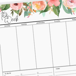 Floral Weekly Planner Pad | 2020 Weekly Planner | Pink Weekly Planner ...