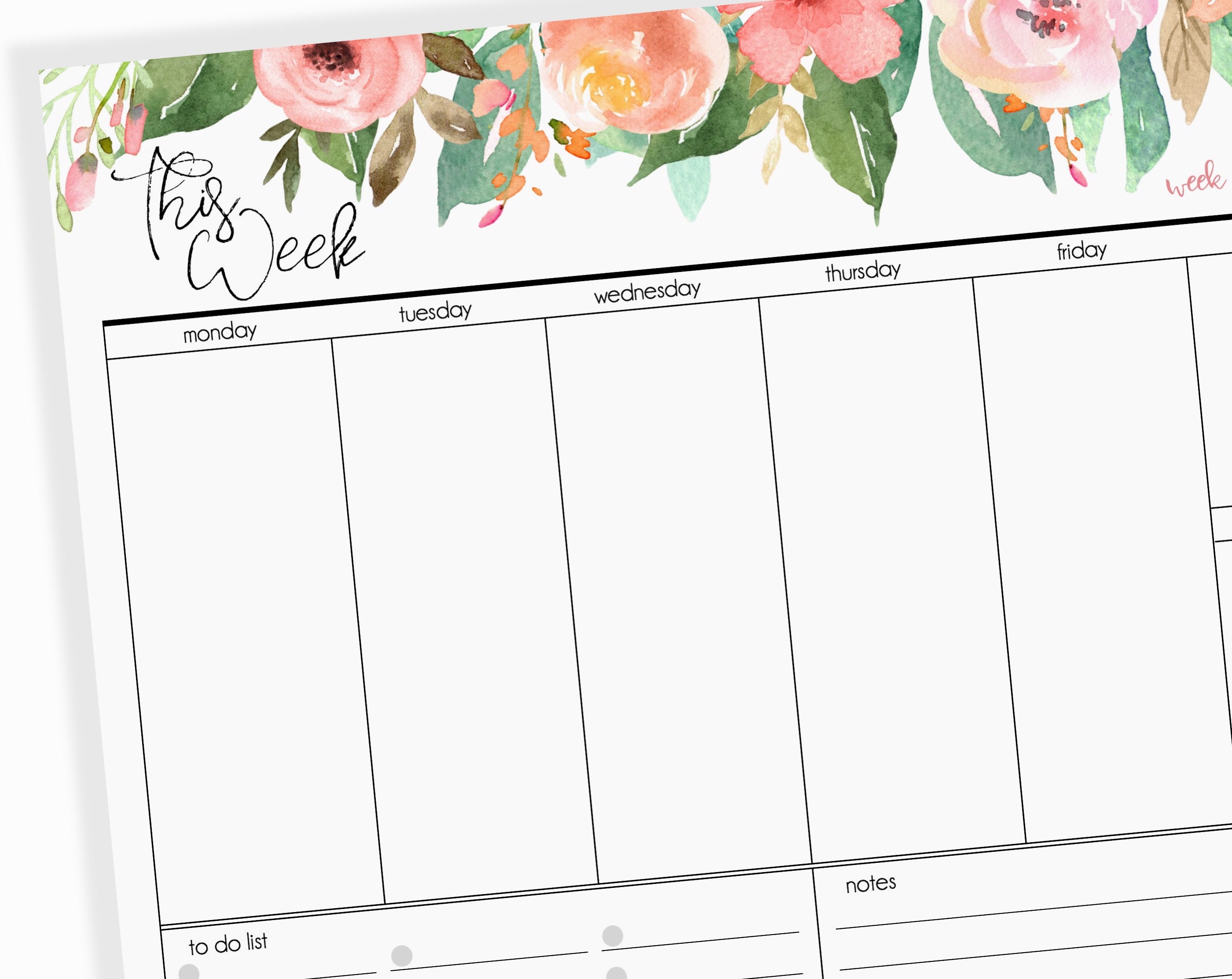 Floral Weekly Planner Pad | 2020 Weekly Planner | Pink Weekly Planner ...