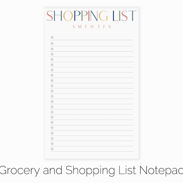 Shopping and Grocery List Notepad | Magnetic Shopping List Notepad for Fridge | Magnet Grocery List  | Rainbow Notepad Shopping Checklist