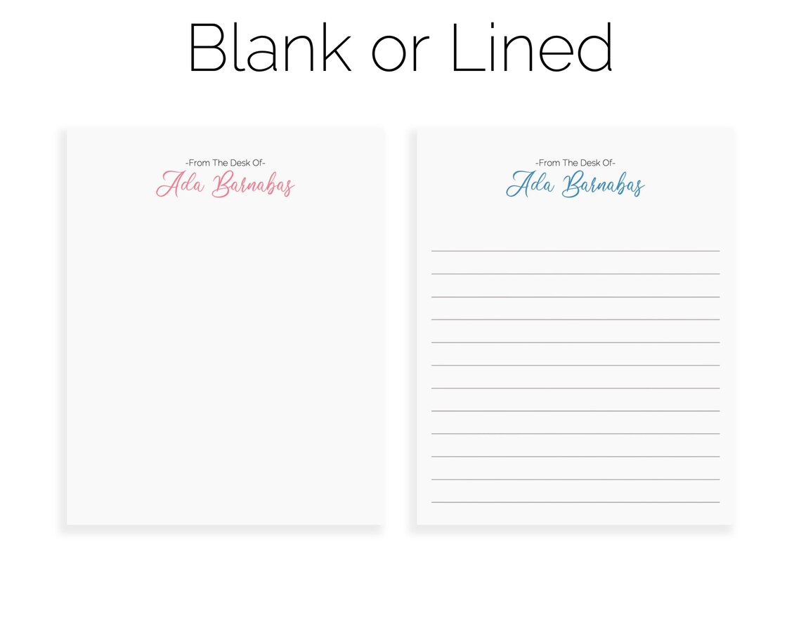 Lined Personalized Notepad From the Desk of | Lined Notepad | Custom ...