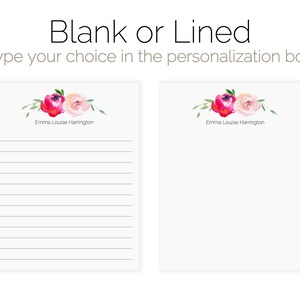 Floral Personalized Notepad With Custom Name | Pink Flower Notepad ...