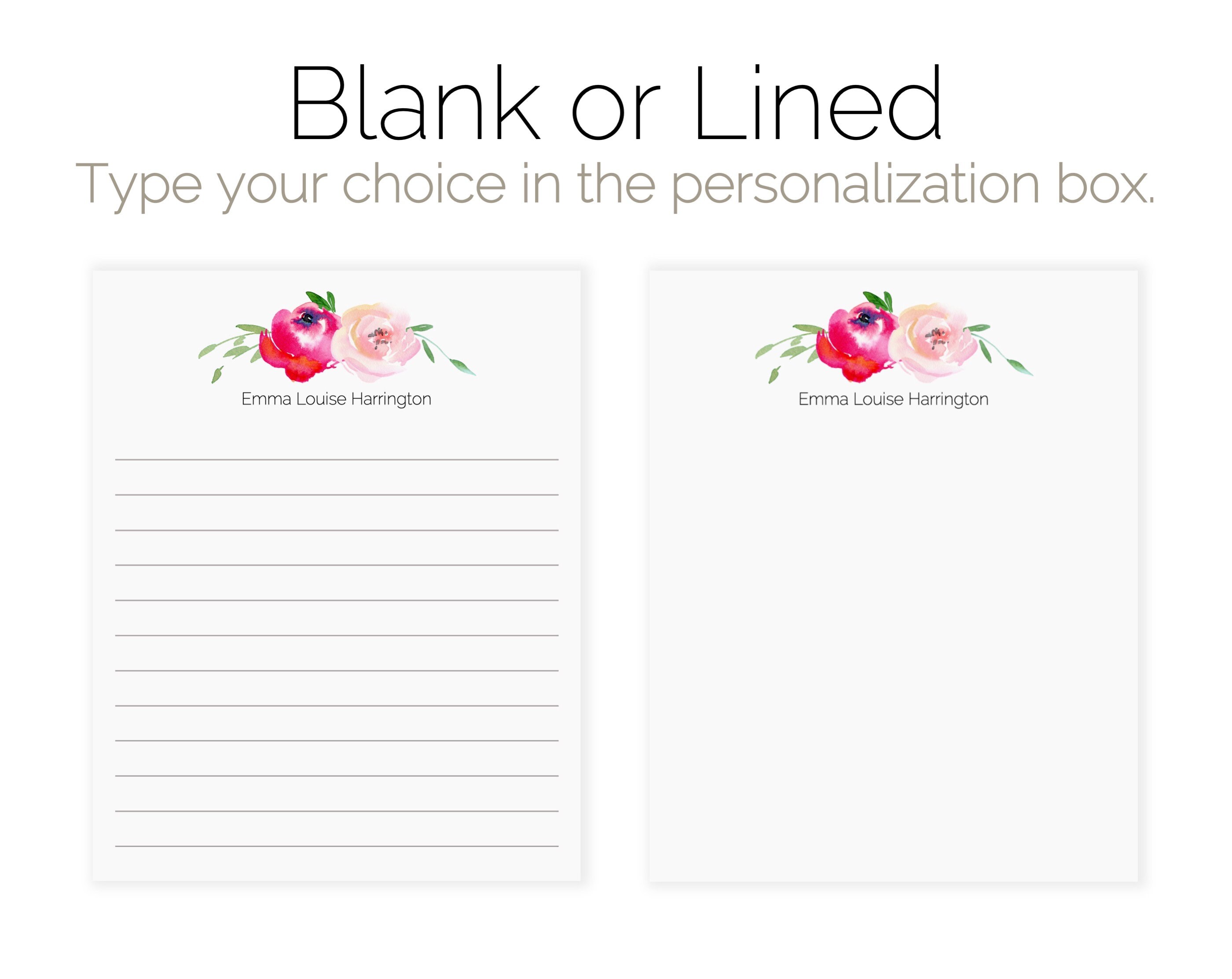 Floral Personalized Notepad With Custom Name | Pink Flower Notepad ...