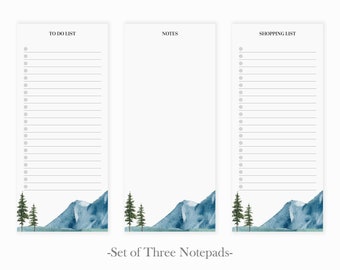 Juego de 3 blocs de notas de montaña / Bloc de notas magnético para listas de tareas / Bloc de notas para escritorio / Bloc de notas para listas de compras / Bloc de notas para listas de tareas / Bloc de notas para listas de compras
