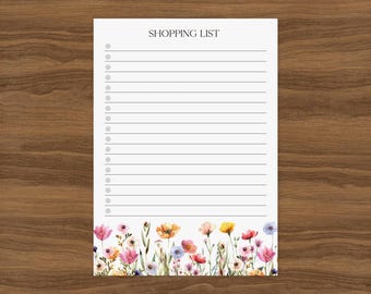 Colorful Flower Grocery List Notepad | Magnetic Shopping Checklist Fridge Pad
