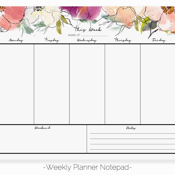 Pastel Garden Weekly Planner Notepad | Flower Notepad Planner | 2020 Weekly Planner | Planner Notepad | Daily Schedule To Do List Planner