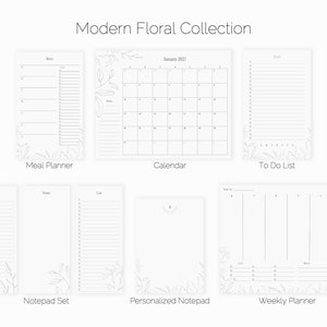 Modern Floral Set of 3 Notepads Magnetic to Do List Notepad to Do List ...