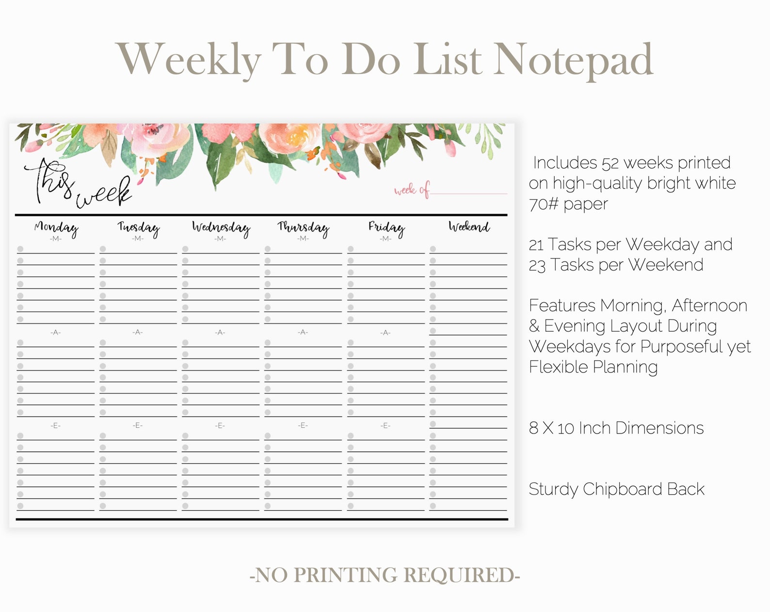 Weekly to Do List Notepad Weekly Planner Notepad Daily to | Etsy