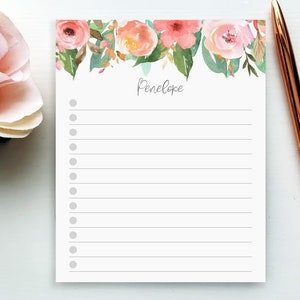 Bloc-notes personnalisé de liste de tâches Floral rose personnalisé pour faire le bloc-notes Bloc-notes de liste de contrôle personnalisé de fleur rose Bloc-notes personnalisé Sous-main à faire image 1