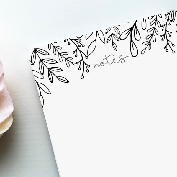 Simple Notepad | Doodle Notepad for Coloring | Lined or Unlined | Teacher Bridesmaid Gift | To Do List Desk Pad | Floral Notepad Stationery