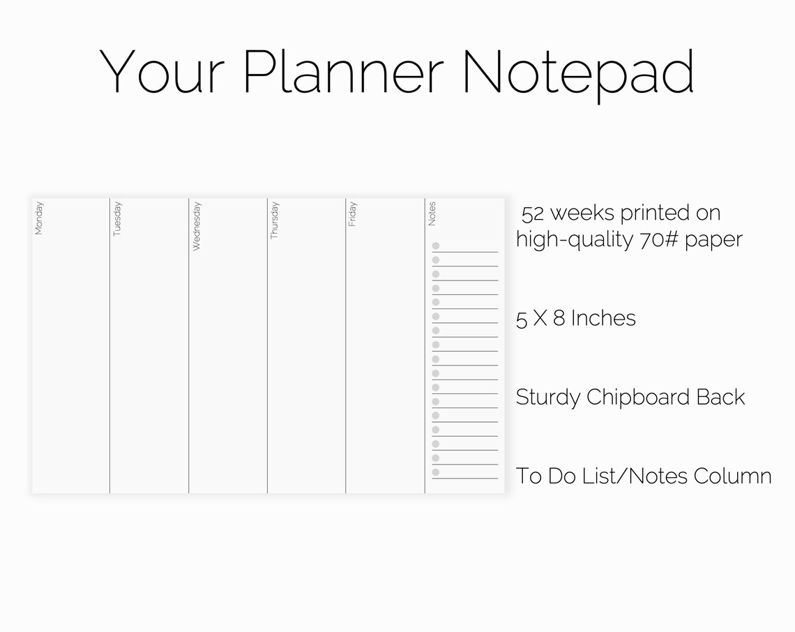 Modern Weekly Planner Pad Small Weekly Calendar Desk Pad Etsy