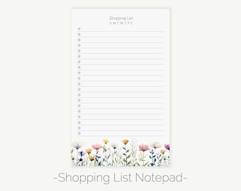 Floral Shopping List Notepad: Wildflower Design with Magnet