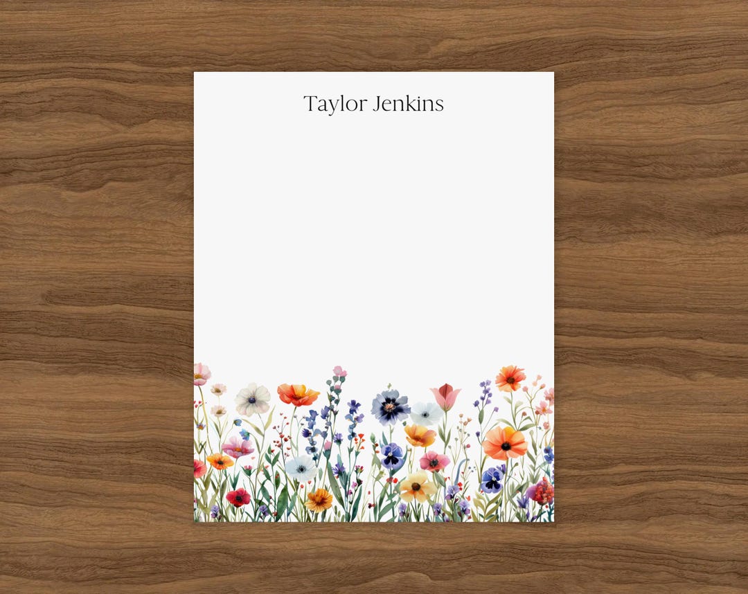 Bold Floral Personalized Notepad | Custom Wildflower Garden Stationery ...