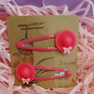 Hot Pink Hat Hair Clips, Hair Clips, Snap Hair Clips, Cute Hair Clips, Kawaii Hair Clips, Hair Accessories, Hair Clips For Girls, Gifts