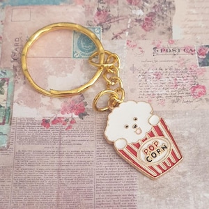 1 Pc Cute Kawaii Popcorn Dog Enamel Keyring, Keychain, Flatback, Gold Keychain, Gift, Gifts for Women, Dog Lovers