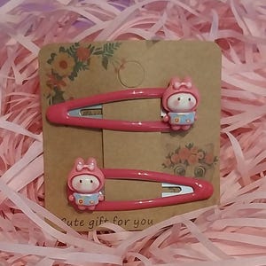 Hot Pink Hair Clips Kawaii Bear Hair Clips Snap Hair Clips Cute Hair Clips, Kawaii Hair Clips, Hair Accessories, Hair Clips For Girls, Gifts