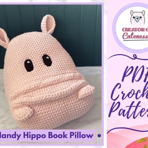 Crochet Book Pillow Pattern: *Handy Hippo Book Pillow* Adorable Book and iPad Stand Amigurumi Pattern [Instant Download PDF Crochet Pattern]