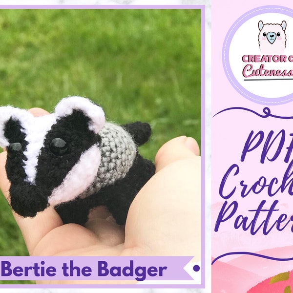 Gehaakt daspatroon: *Bertie de das* Schattig bosdier Amigurumi patroon [Instant Download PDF haakpatroon]