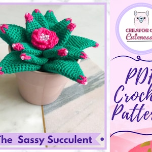 Modèle de plante au crochet : *The Sassy Succulent* Beautiful Succulent Plant Amigurumi Pattern [Téléchargement instantané PDF Crochet Pattern]