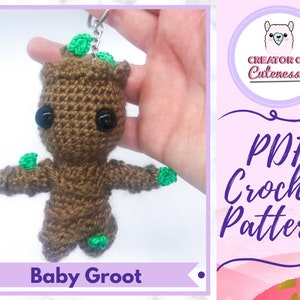 Szydełkowy wzór Groot: *Baby Groot* Uroczy wzór superbohatera Amigurumi [Natychmiastowe pobieranie PDF Wzór szydełkowy]