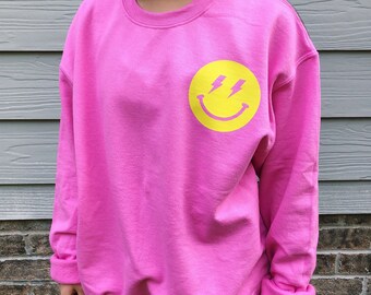 yellow smiley face sweatshirt