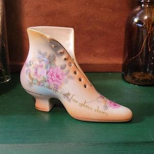 Glasdecken Ruf für Glasschuhe Vintage Porzellan Stiefel