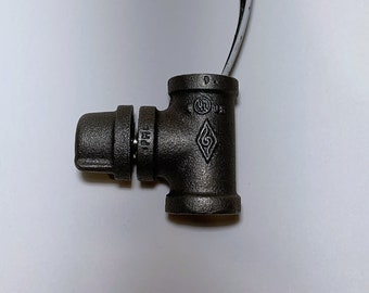 Industrial Black Pipe Steampunk Lamp Switch | Rotary On/Off Switch | Iron Tee Fits 1/2" or 3/4" Pipe | from fast shipping