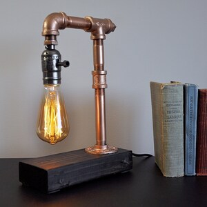 Table lamp-Desk lamp-Edison Steampunk lamp-Rustic home decor-Gift for men-Gifts for women-Farmhouse decor-Home decor-Industrial lighting image 3