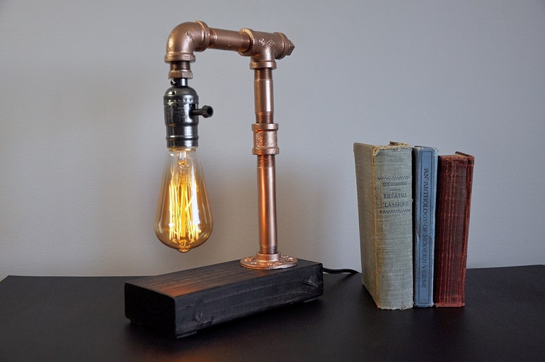 Table lamp-Desk lamp-Edison Steampunk lamp-Rustic home decor-Gift for men-Gifts for women-Farmhouse decor-Home decor-Industrial lighting image 3