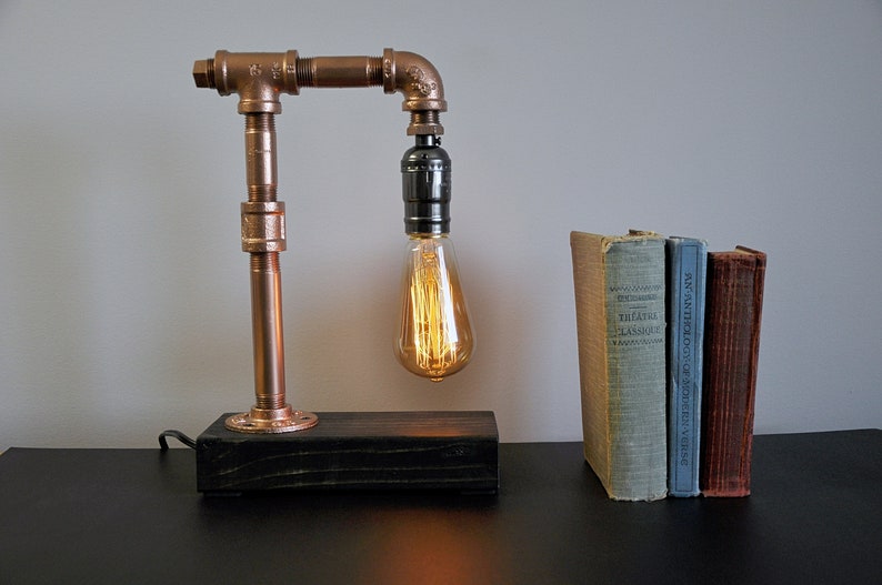 Table lamp-Desk lamp-Edison Steampunk lamp-Rustic home decor-Gift for men-Gifts for women-Farmhouse decor-Home decor-Industrial lighting image 5