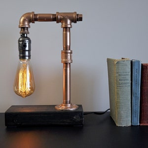 Table lamp-Desk lamp-Edison Steampunk lamp-Rustic home decor-Gift for men-Gifts for women-Farmhouse decor-Home decor-Industrial lighting image 1