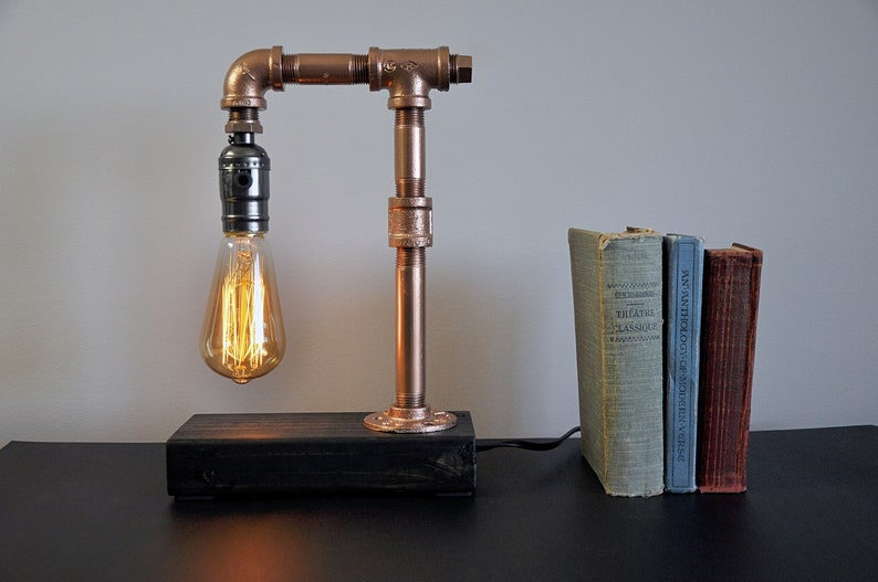 Table lamp-Desk lamp-Edison Steampunk lamp-Rustic home decor-Gift for men-Gifts for women-Farmhouse decor-Home decor-Industrial lighting image 1