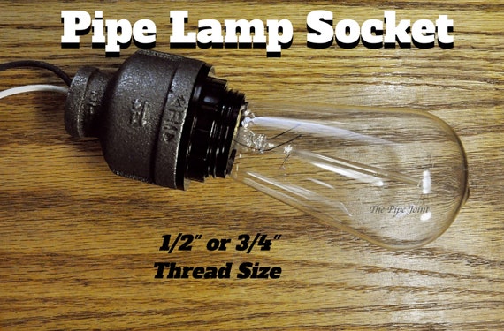 Ul Listed Industrial Pipe Lamp Socket With Shade Attachment Ul Listed Industrial Pipe Lamp Socket, Industrial Black Iron Pipe Lamp Socket