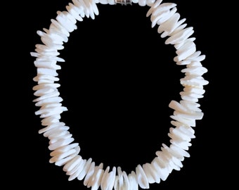 White Puka Shell Bracelet Custom Size Bracelet Twist Barrel Hawaiian Pukas Gift For Him Her Souvenir Ocean Theme Surfer Style Boho