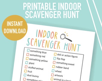 Printable Indoor Scavenger Hunt for Kids, Snow Day Fun, Easy At Home Activity, Rainy Day Play, Social Distancing Kids, Instant Download