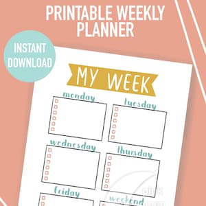 Printable Weekly Schedule, Kids To Do List, Daily Checklist, Chore Chart, Home School Organization, Homework Planner, Instant Download