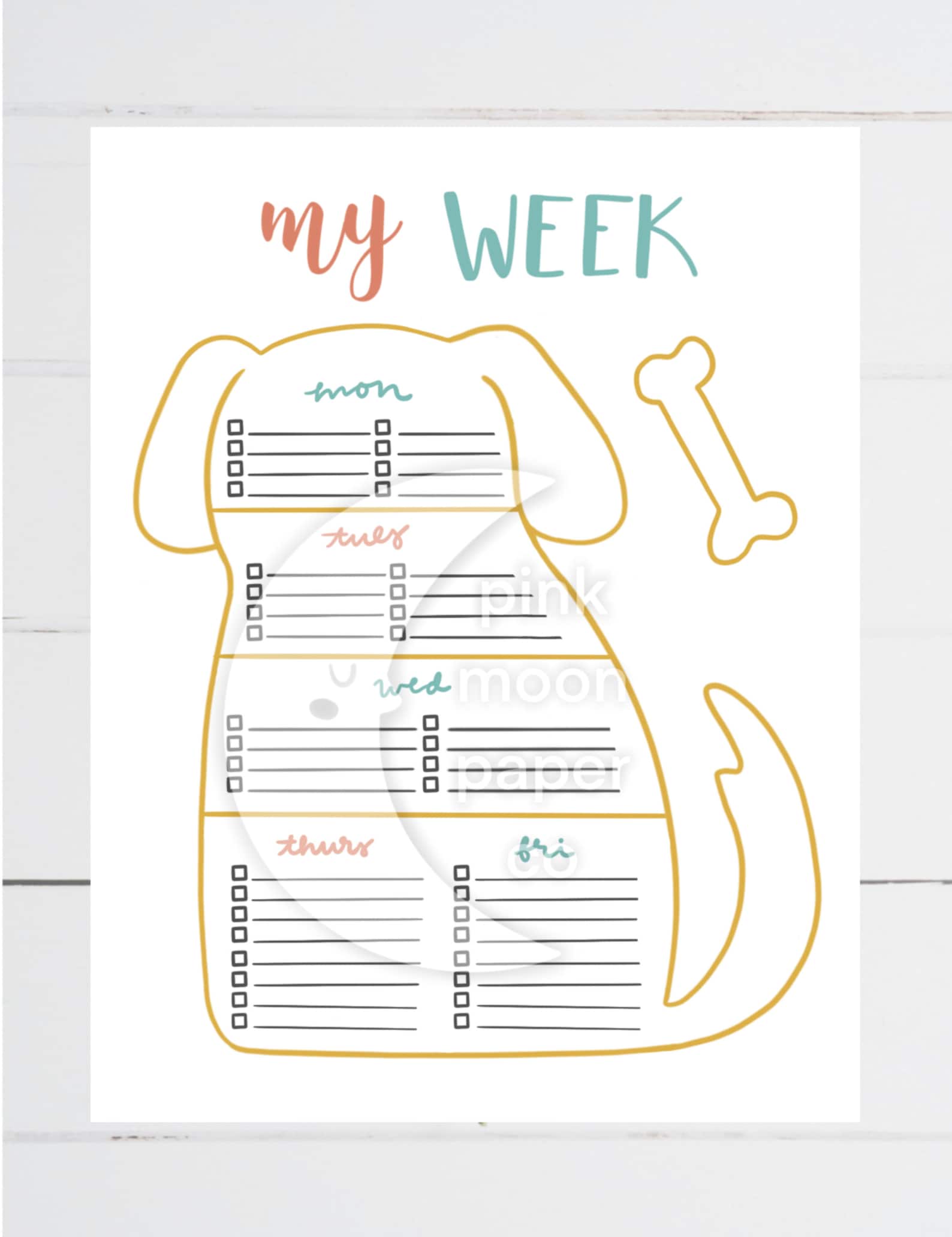 Printable Dog Weekly Schedule Kids Puppy to Do List Daily Etsy