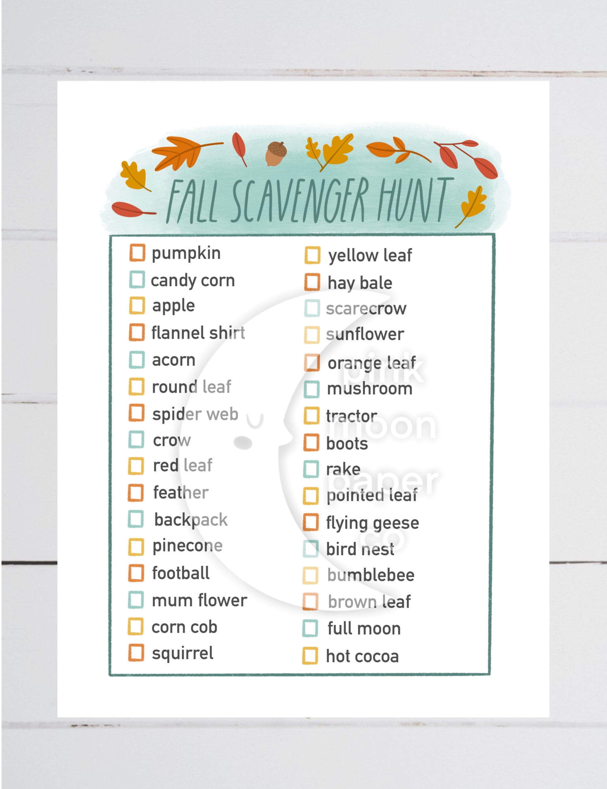 Printable Fall Scavenger Hunt for Kids Autumn Party Game At Etsy