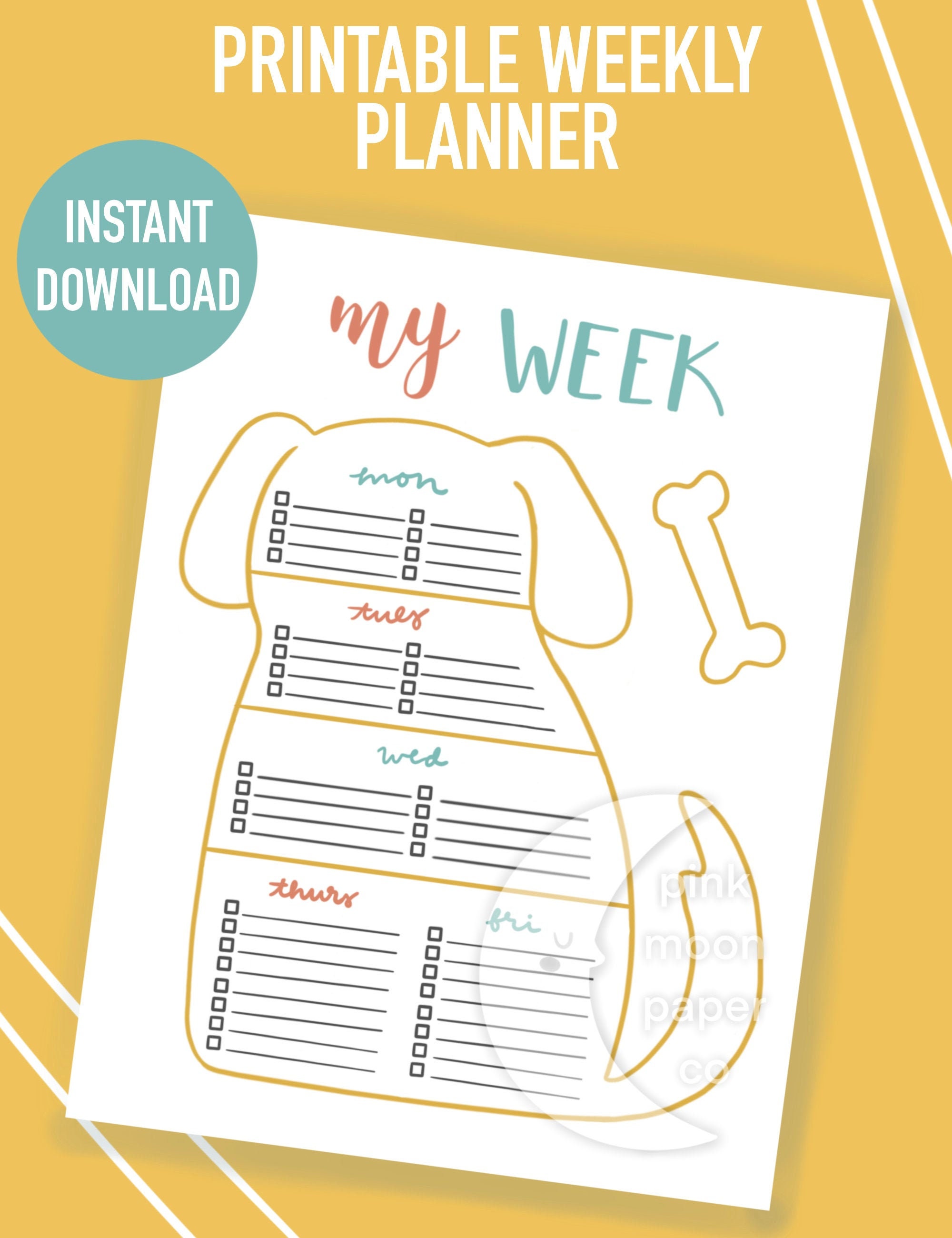 Printable Dog Weekly Schedule Kids Puppy to Do List Daily Etsy