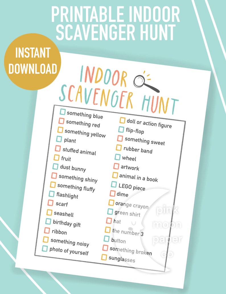 printable indoor scavenger hunt for kids snow day fun easy