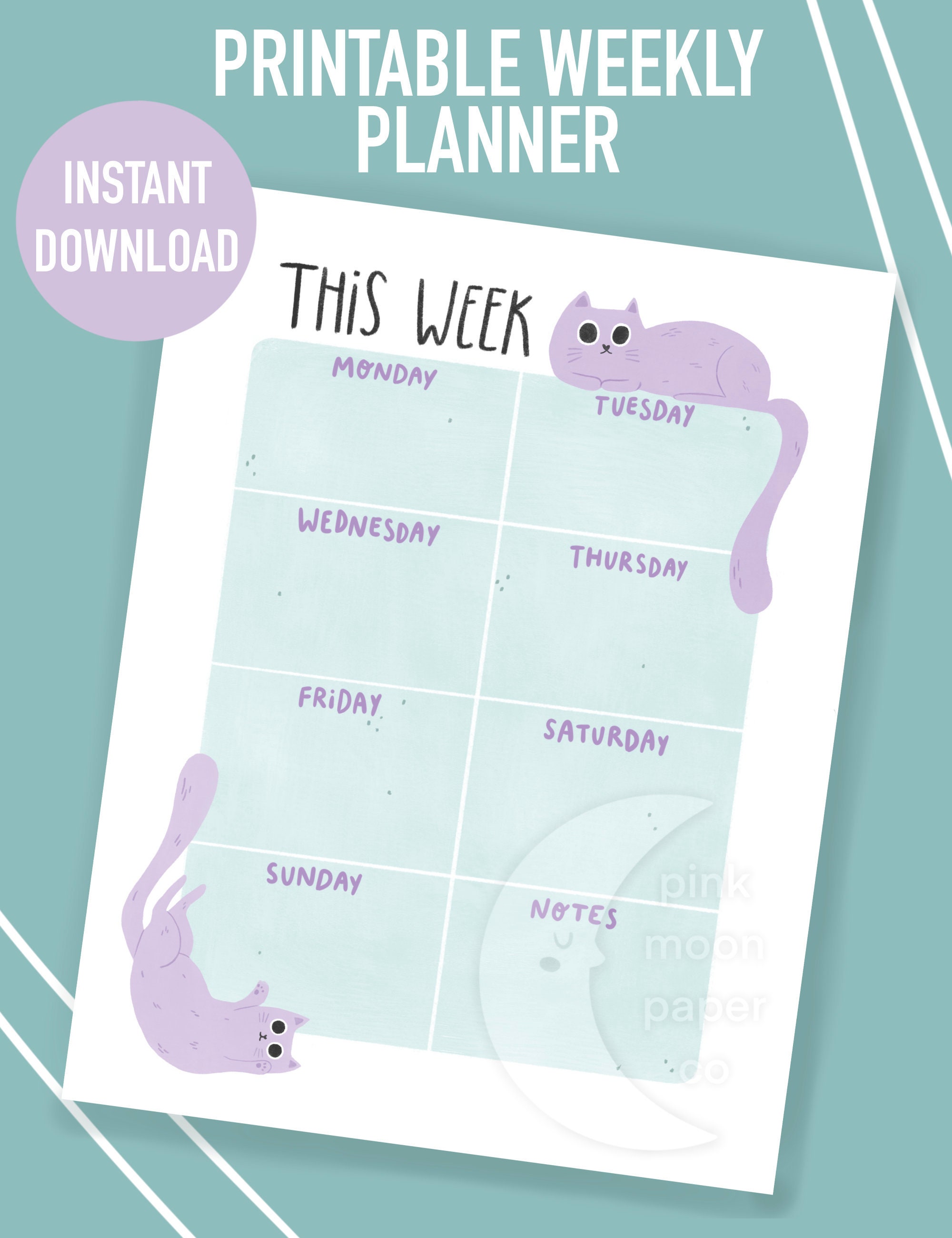 Cute Weekly Homework Calendar Template