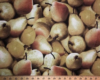 Pear Fabric Farmer Market Delicious Pears Farmhouse Kitchen Fruit Apparel Quilting Fabric