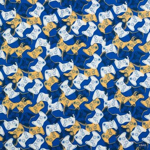 Game On Controllers Fabric Video Game Controller Pad Fabric Arcade Game Fabric Nursing Medical Scrubs Fabric Teen Gaming Cotton Fabric t5/18