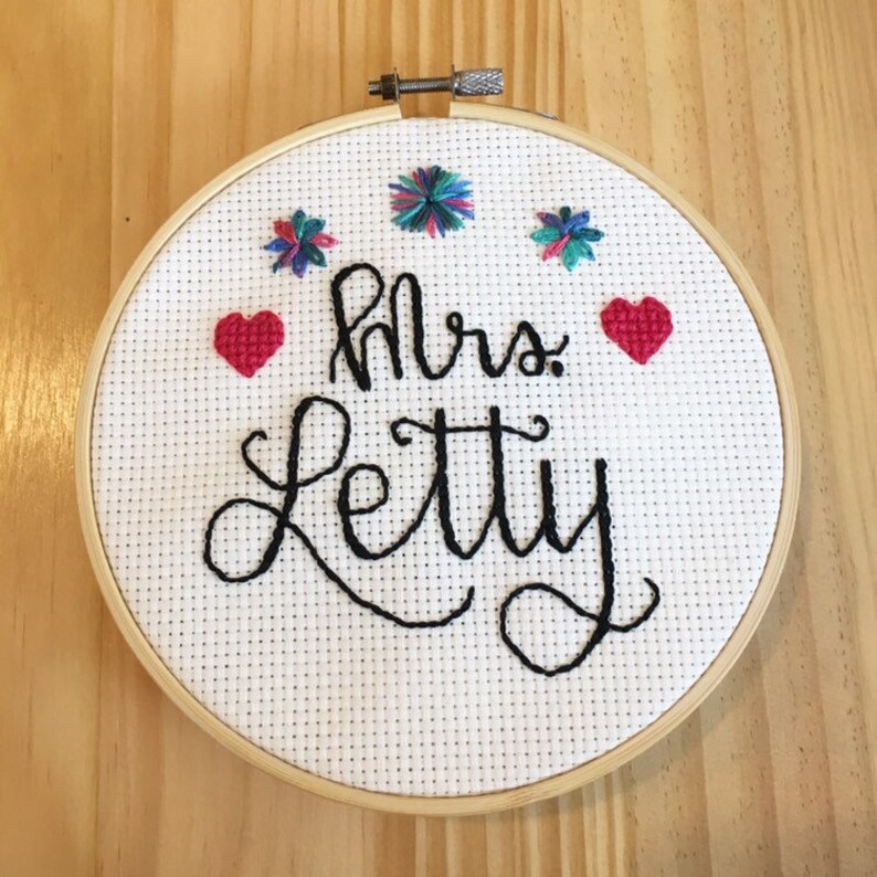 Teacher Gift Cross Stitch Name