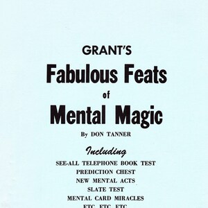U.F. Grant FABULOUS Feats of MENTAL MAGIC