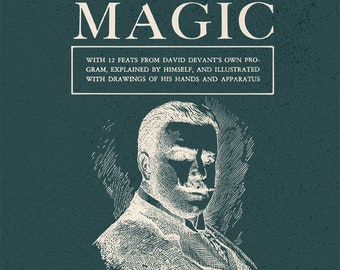 Może przedstawiać: Okładka starej książki z czarno-białą ilustracją mężczyzny w garniturze. Tytuł książki to "Our Magic" z podtytułem "With 12 feats from David Devant's own program, explained by himself, and illustrated with drawings of his hands and apparatus". Autorem jest "David Devant (1868-1941)", a wydawca to "Maskelyne and Devant".
